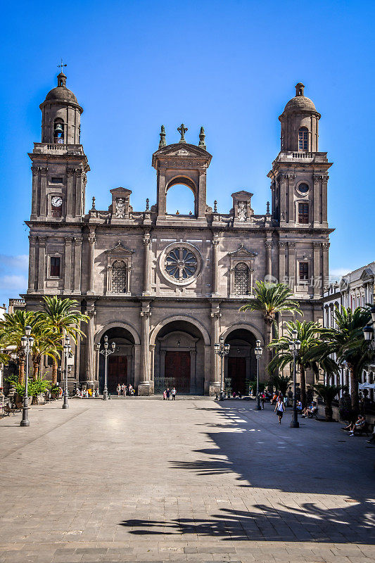 圣安娜大教堂的插图，Calle Obispo Codina, Las Palmas de Gran Canaria，西班牙